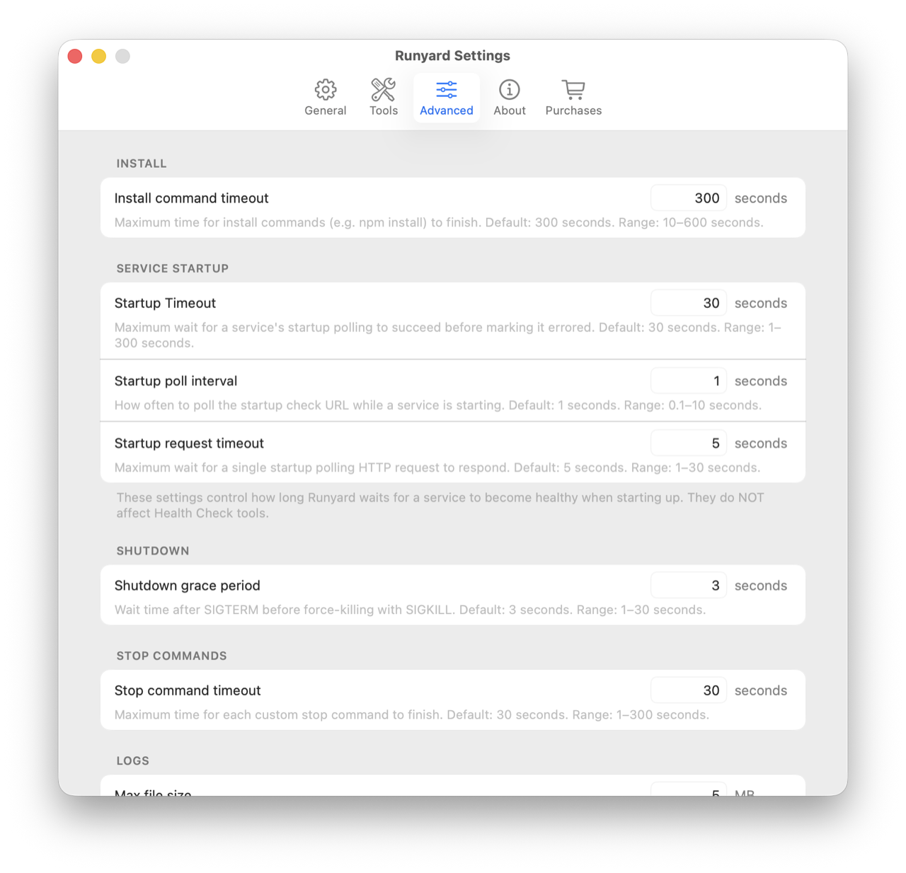 Runyard advanced settings: health checks, timeouts, and graceful shutdowns